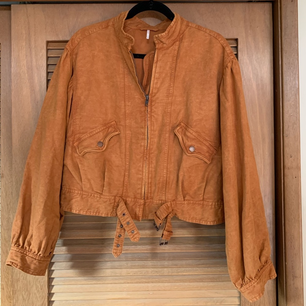 Free People Copper Balloon Sleeve Utility Jacket